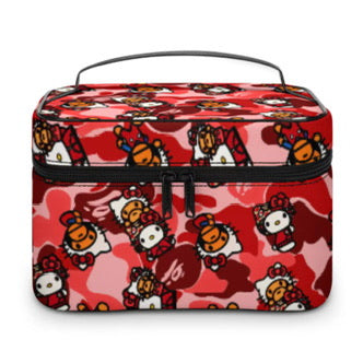 red camo bag, kitty bape bag