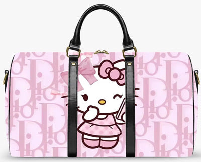 Pink duffle bag with Hello Kitty design 