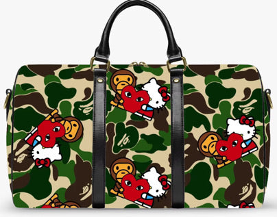 green camo duffle bag, travel bag