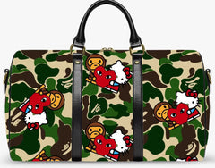 green camo duffle bag, travel bag